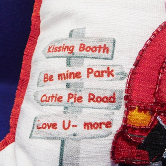 Bella Lux Beaded Convertible Car Valentines Pink Red Romance Pillow 12" - Picture 3 of 5